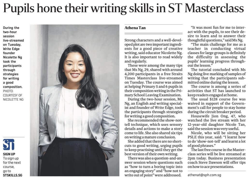Published on Straits Times (30 Apr 2020) – Click Here to Read